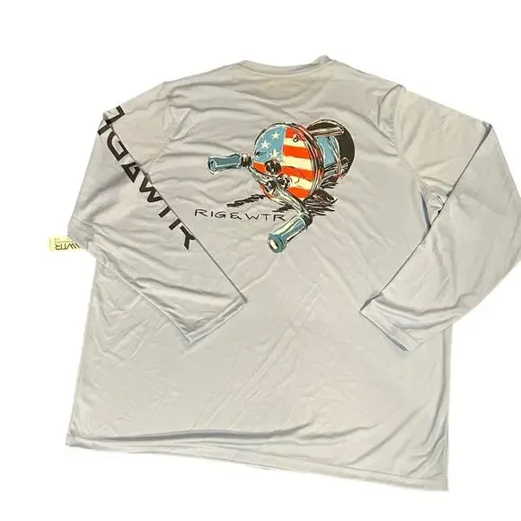 Rig & Water Mens XXL Pale Blue Long Sleeve Fishing Shirt NWT - Picture 2 of 6